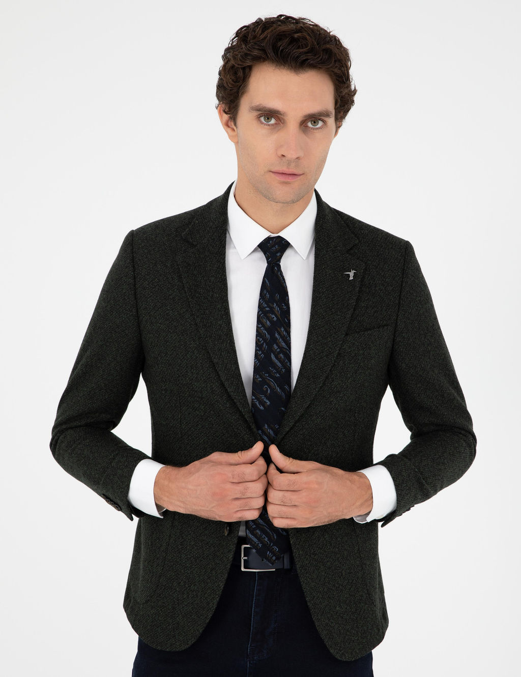 Темно-зеленая приталенная куртка из смесовой шерсти - Cacharel фото 3