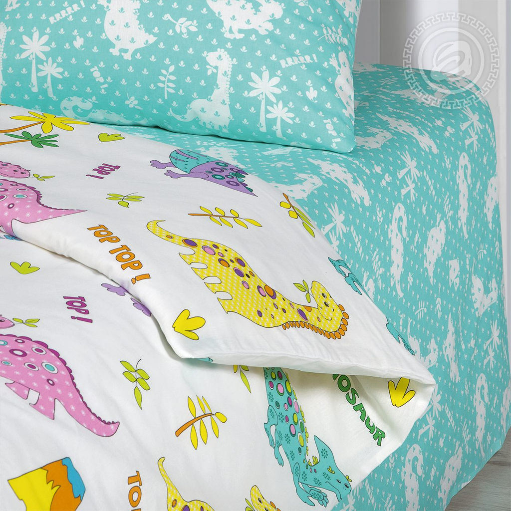 Динопарк 1,5 сп./Пододеяльник: 1 шт. - 215*143; Простыня: 1 шт. - 214*150; Наволочка: 2 шт. - 70*70; Бязь детская - Артпостель фото 4