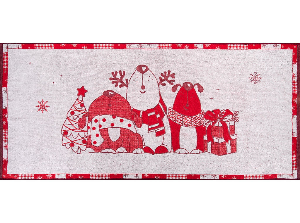 Полотенце махровое 6с102.411ж1 Новогодняя песнь (3-бело.кр) 67х150см