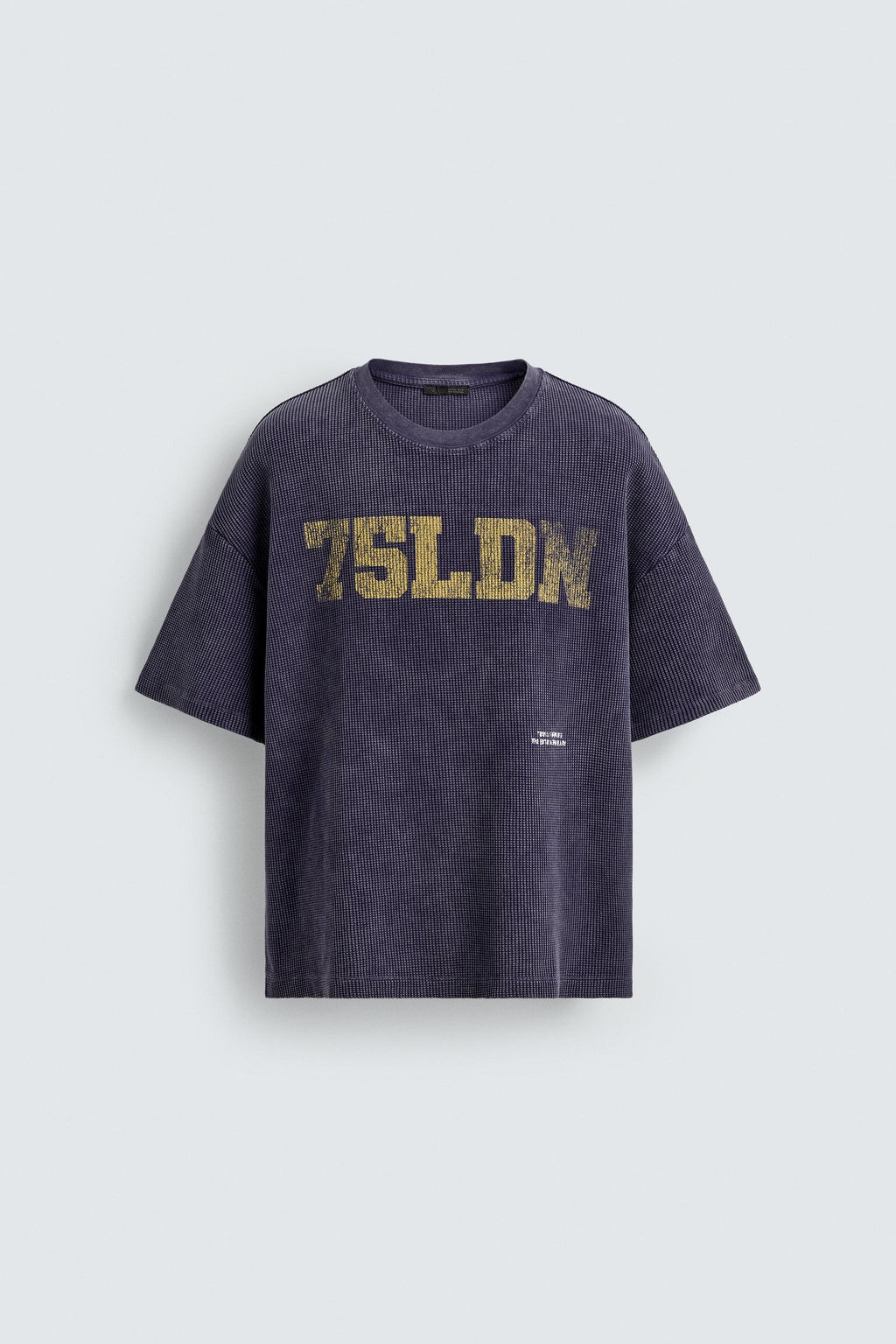 SUDADERA ESTRUCTURA WAFFLE ESTAMPADO LAVADO / Azul tinta - Zara фото 8