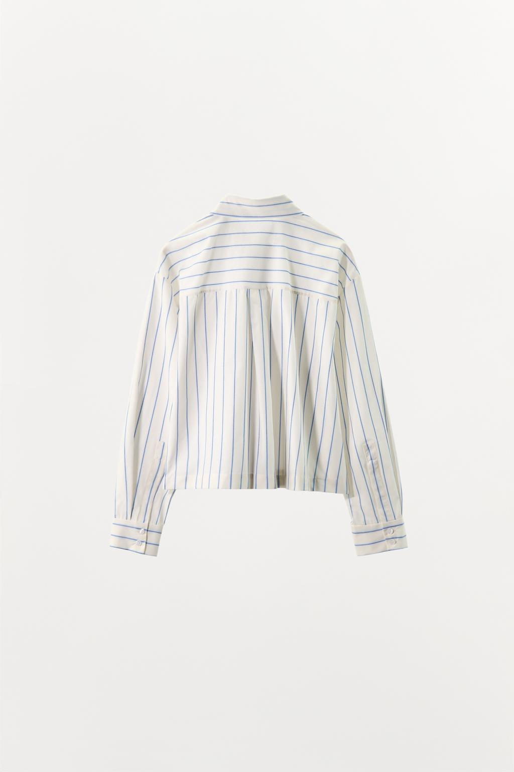 STRIPED CROP PYJAMA SHIRT - Zara фото 6