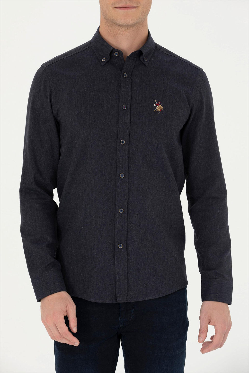 Мужская темно-синяя базовая рубашка с длинным рукавом Неожиданная скидка в корзине - U.s. polo assn фото 6