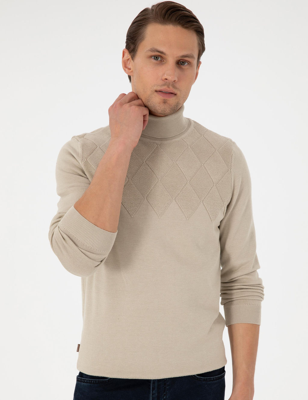 Kum Melanj Slim Fit Bal_k__ Yaka Triko Kazak - Pierre cardin фото 3
