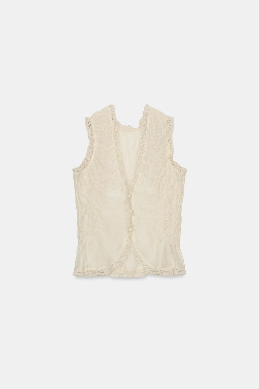 LACE SHIRT WITH COVERED BUTTONS - Zara фото 19