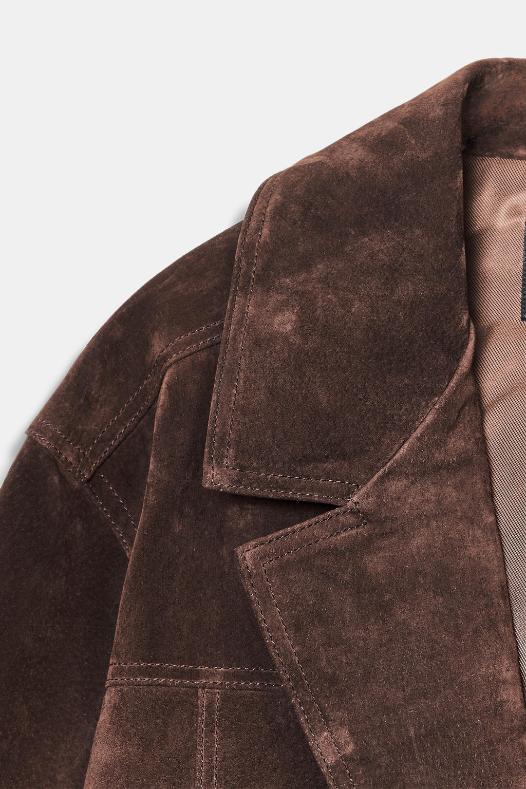 100% SUEDE LEATHER OVERSIZE BLAZER - Zara фото 13