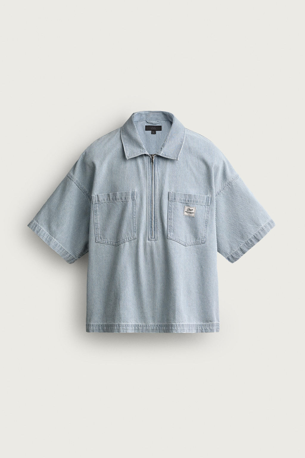 CAMISA POLO CREMALLERA BOLSILLOS / Azul claro - Zara фото 7