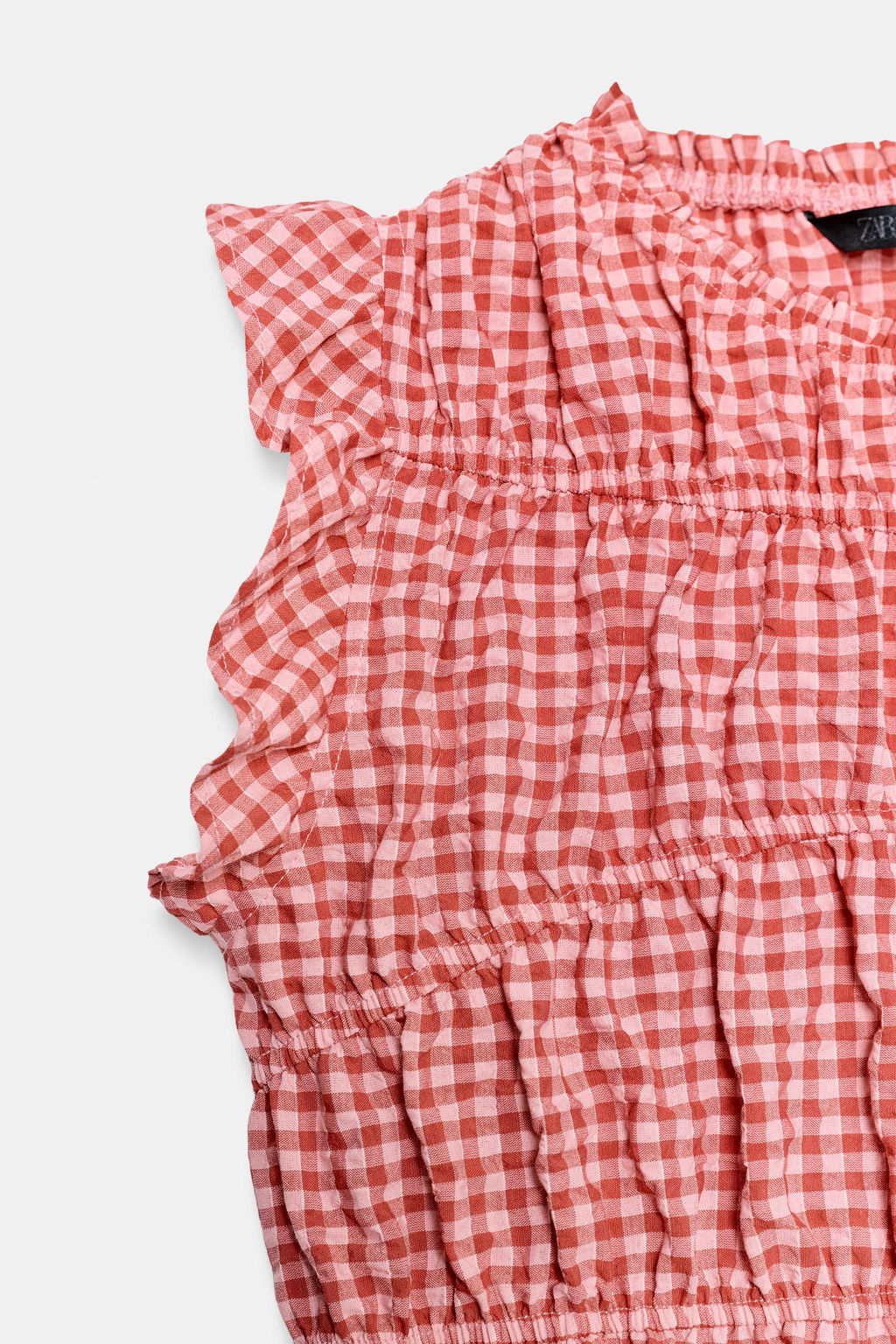 TOP FRUNCES CUADRO VICHY / Blanco / Rojo - Zara фото 9