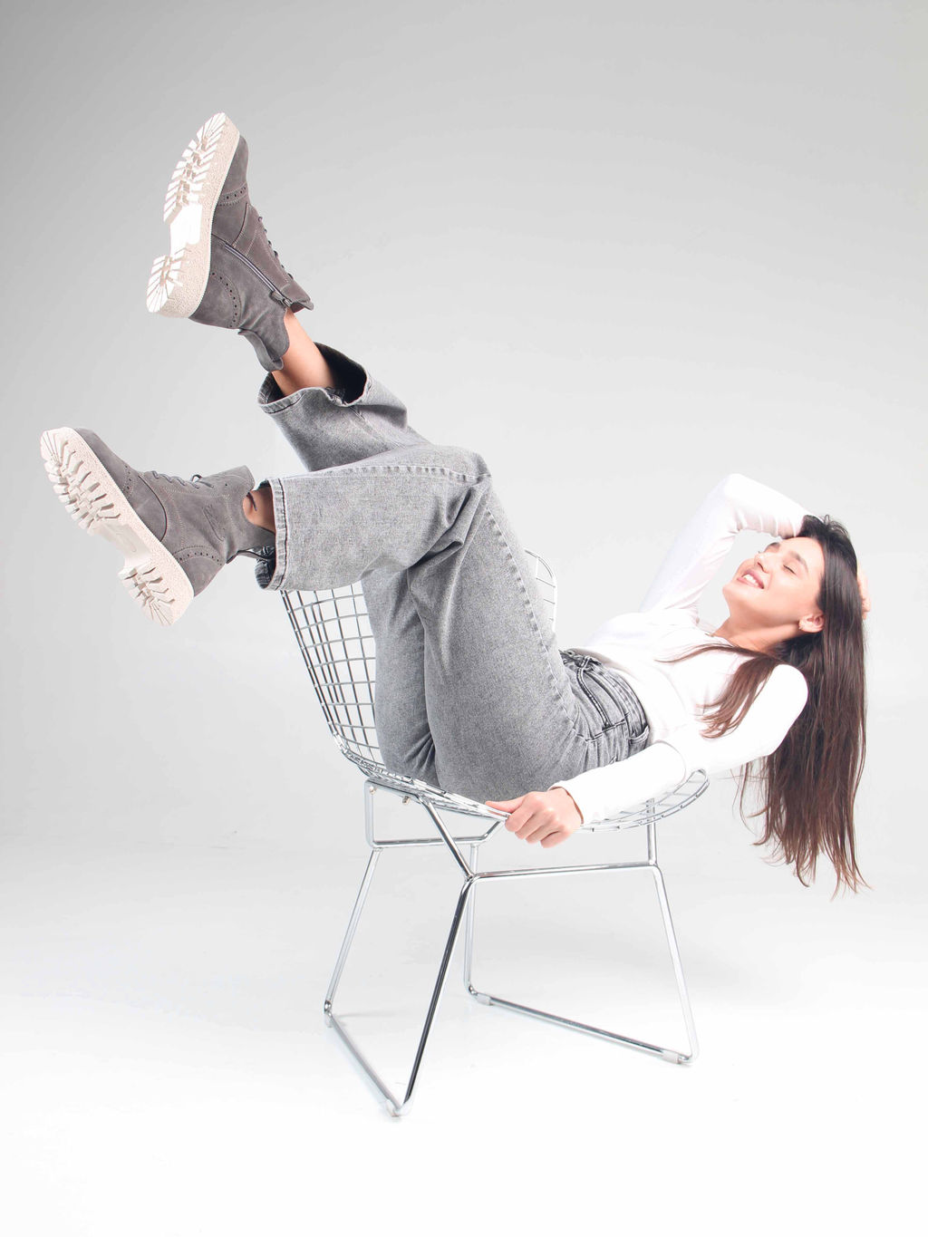 Ботинки 338.1541be. серый замок замша/Байка