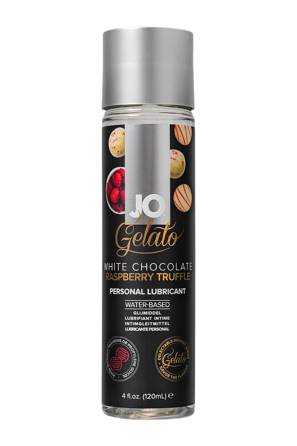 Съедобный лубрикант JO Gelato White Chocolate Raspberry Truffle, белый шоколад и малина, 120 мл