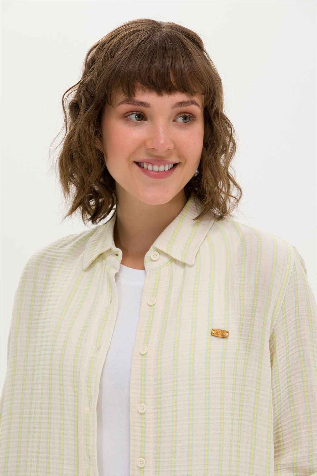 Женская рубашка цвета морской волны с длинным рукавом - U.s. polo assn фото 9