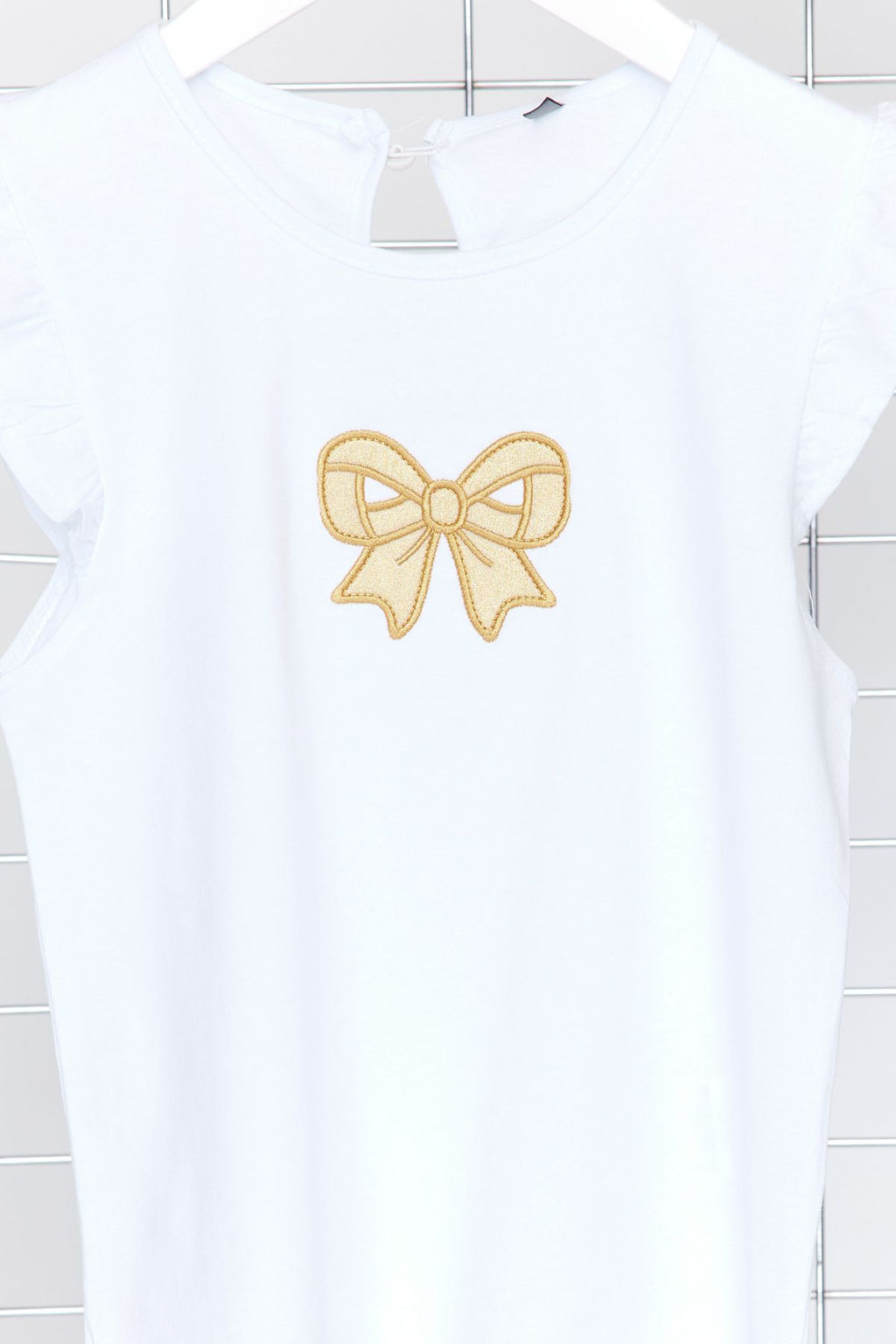 Beyaz K?z Cocuk %100 Pamuk Kurdele Desenli F?rf?rl? K?sa Kol Orme T-Shirt TKDSS24TS00006 - Trendyolmilla фото 3