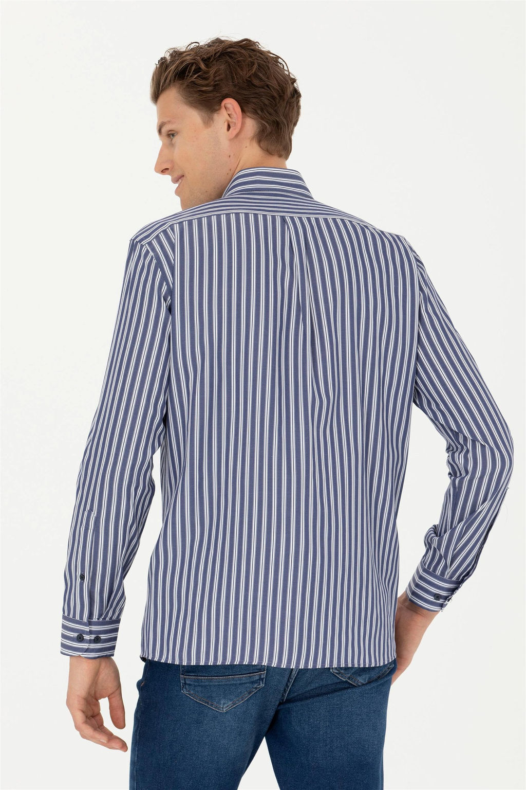 Мужская темно-синяя рубашка с длинным рукавом - U.s. polo assn фото 12