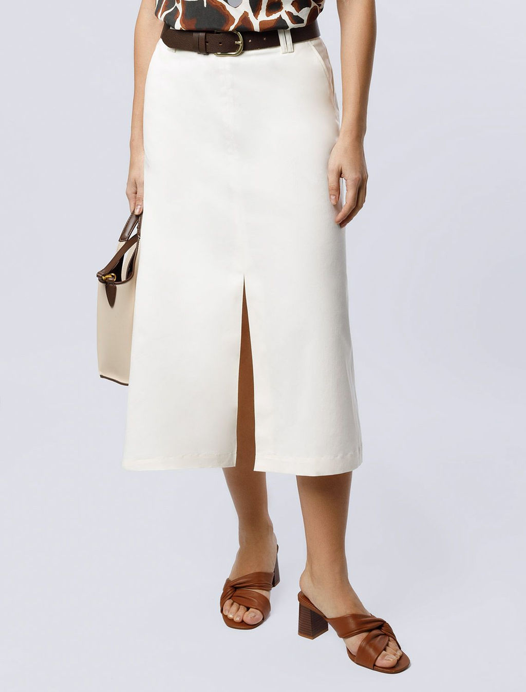 Юбка-миди из хлопка с разрезом VILATTE