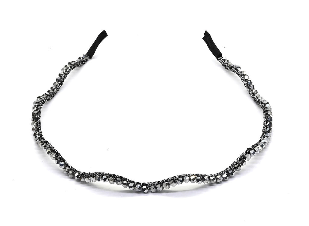 Ободок для волос Волна с цирконом, цвет серебристый