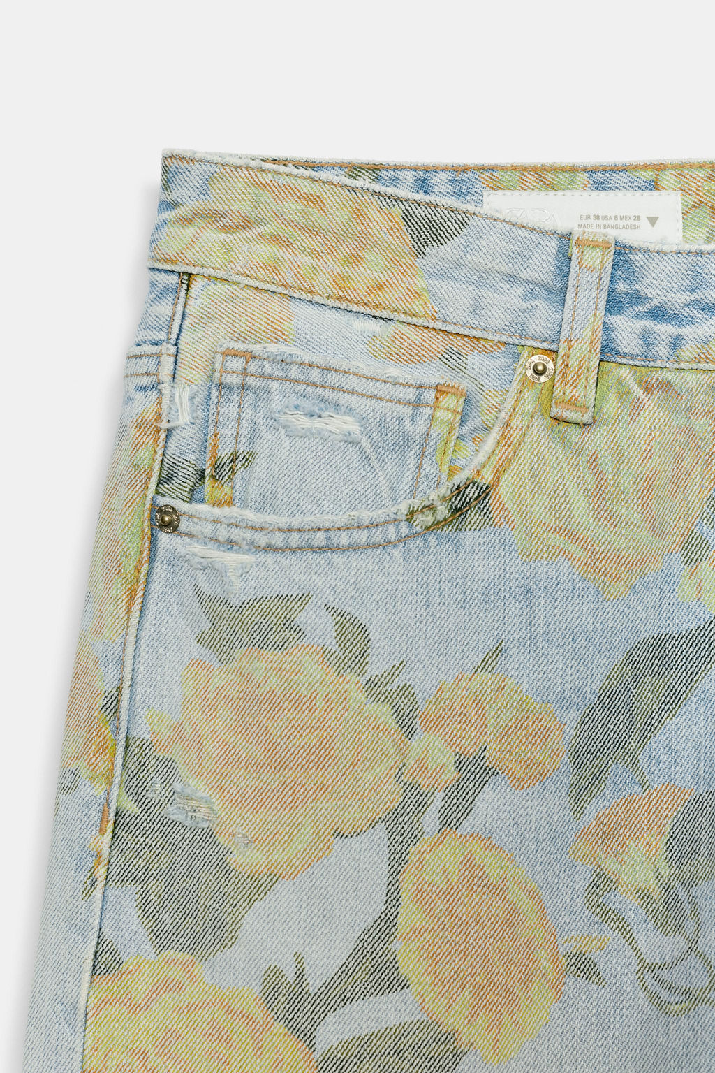 JEANS TRF LOOSE FOLDED ESTAMPADO TIRO BAJO / Celeste - Zara фото 4