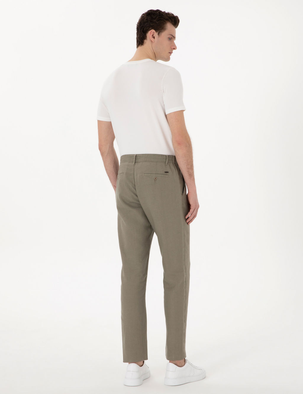 Haki Carrot Fit %100 Keten Kanvas Pantolon