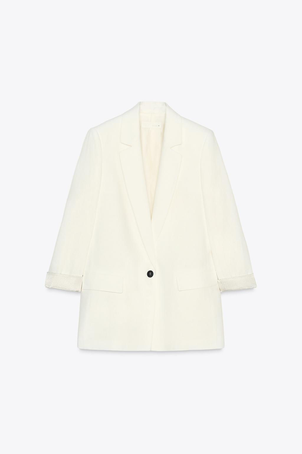 LINEN BLEND BLAZER WITH PRINTED CUFFS - Zara фото 32