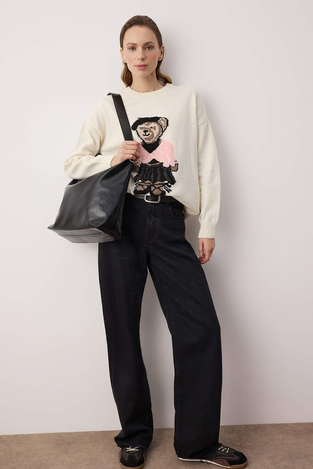 Ekru Genis Kal?p Bisiklet Yakal? Ay?c?kl? Triko Kazak TWOAW26KZ00297 - Trendyolmilla фото 2