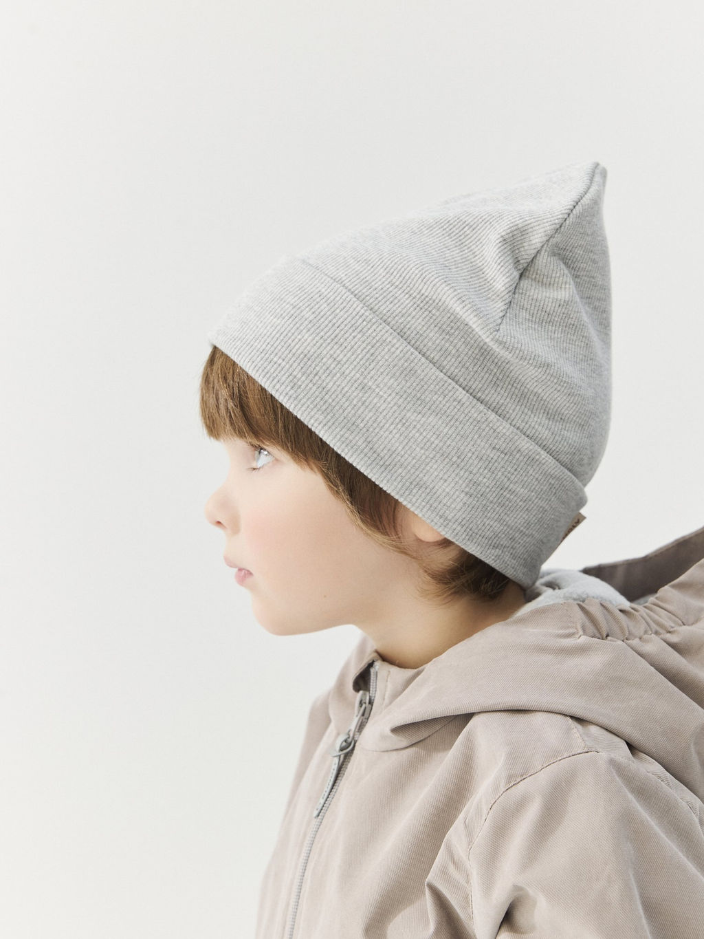Шапка трикотажная двухслойная Серый меланж - Bungly фото 3