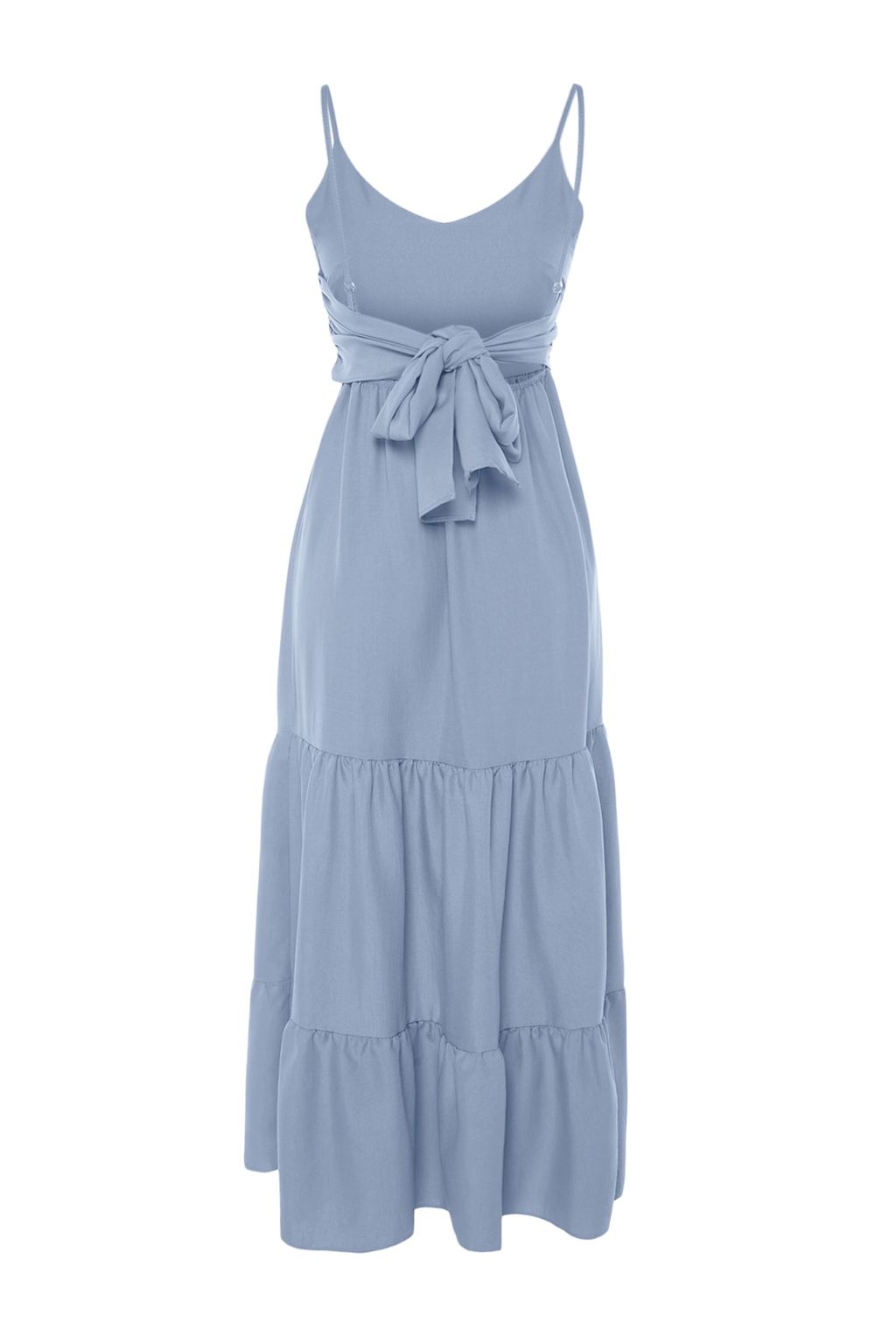 TRENDYOLMILLA Gul Kurusu Etegi Volanl? S?rt Baglama Detayl? Ask?l? Maxi Dokuma Elbise TWOSS23EL00027  фото 21