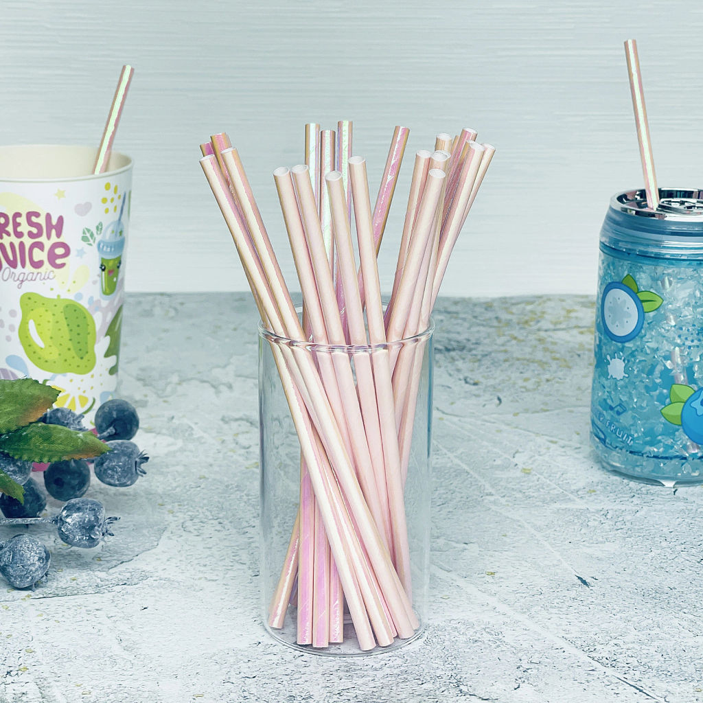 Трубочка для коктейля "Волшебство" 19,5 см d-6 мм (набор 25 шт), Розовый