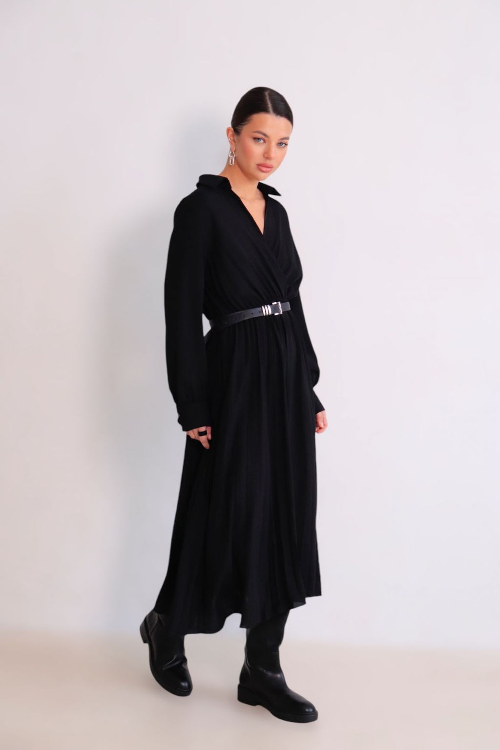 Martichelli Платье чёрное с юбкой-плиссе  фото 12