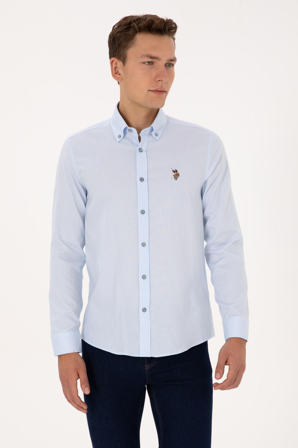 Erkek A__k Mavi Uzun Kollu Basic G_mlek - U.s. polo assn фото 3