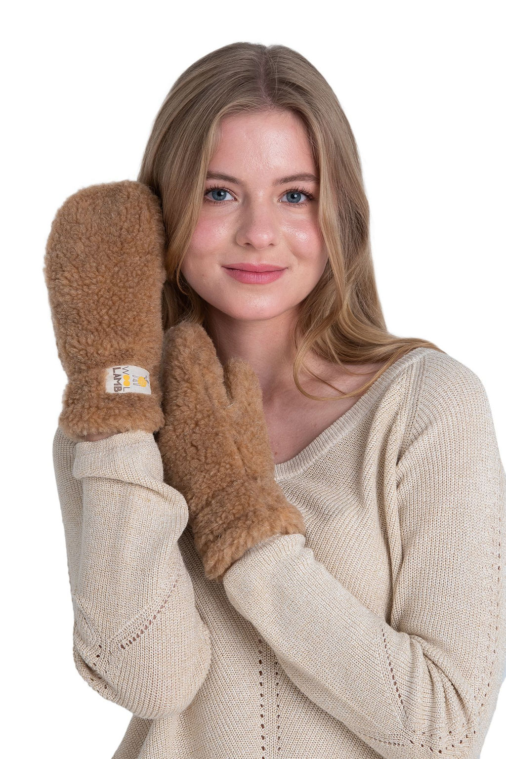 Варежки меховые на резинке ВАНИЛЬ - Woollamb фото 48