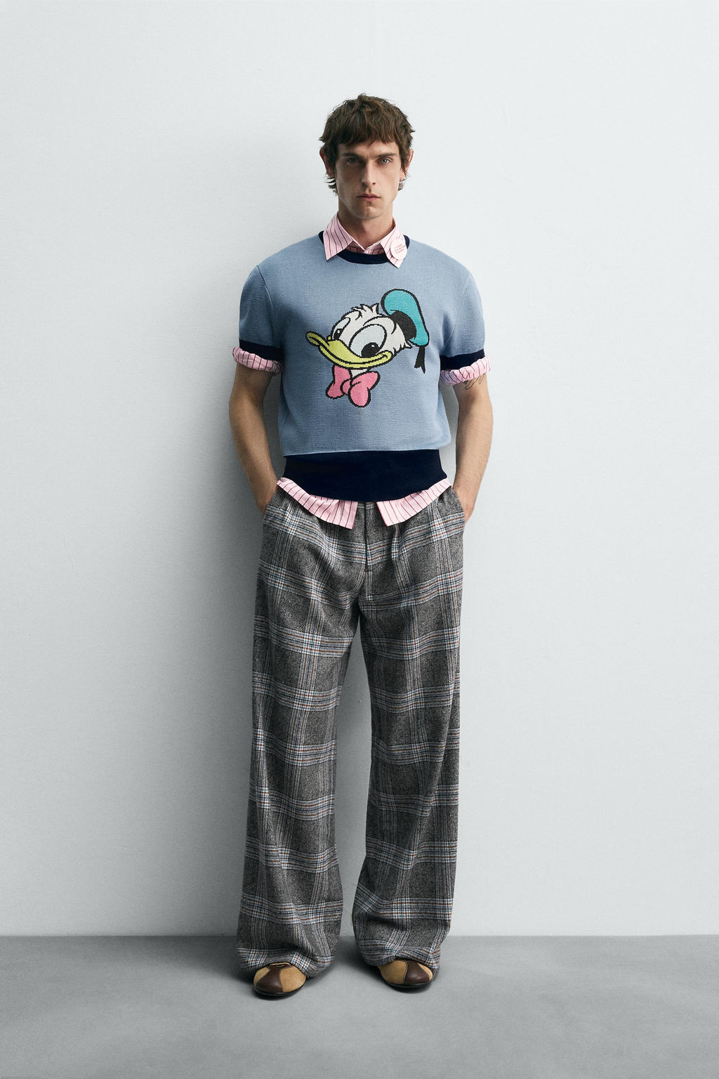 WIDE-LEG CHECK TROUSERS HARRY LAMBERT FOR ZARA X DISNEY