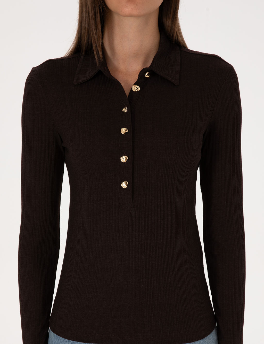 Kahverengi Slim Fit _rme Bluz