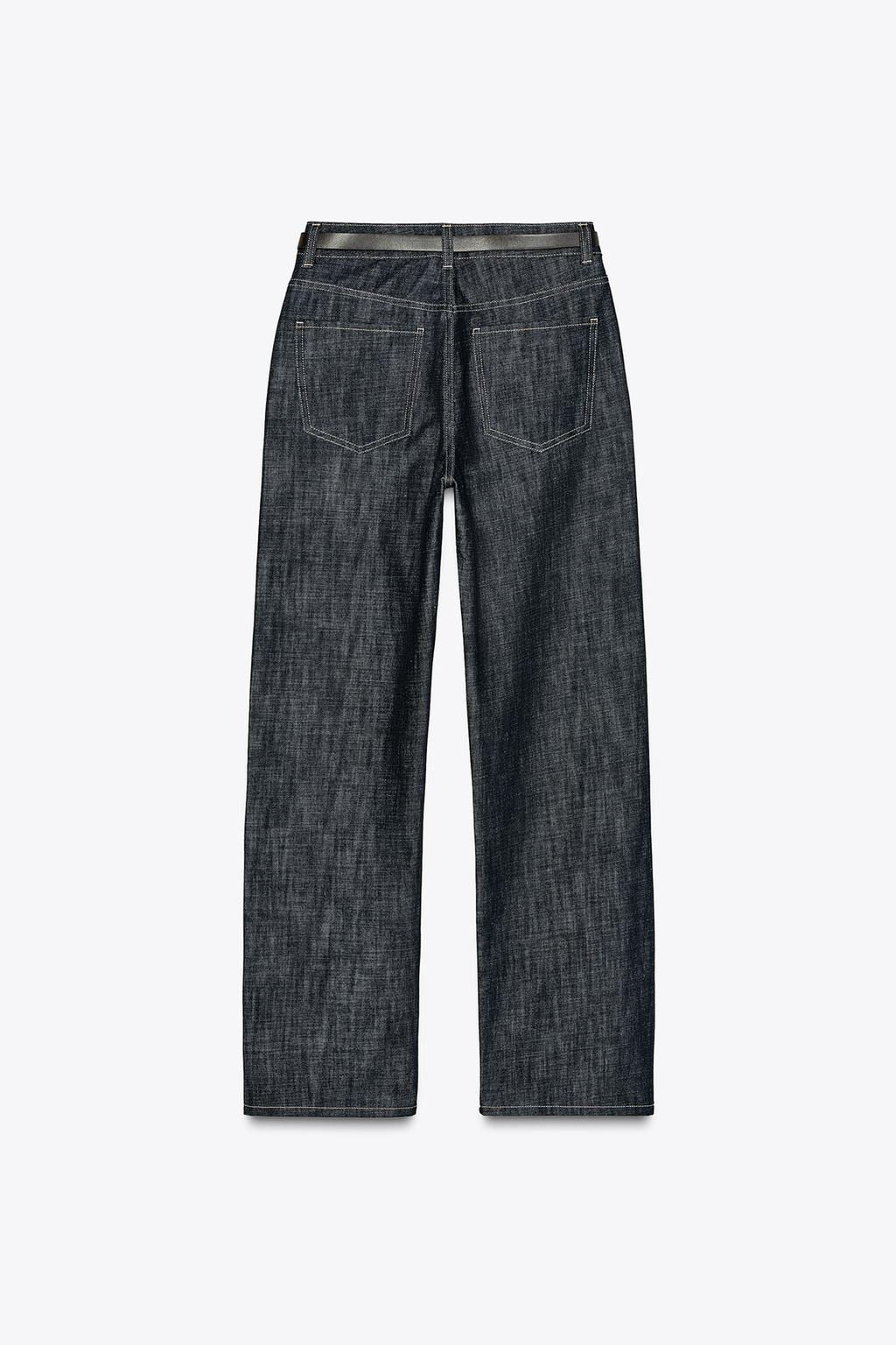 Z1975 HIGH-WAIST STRAIGHT SLIM FIT BELTED JEANS - Zara фото 3