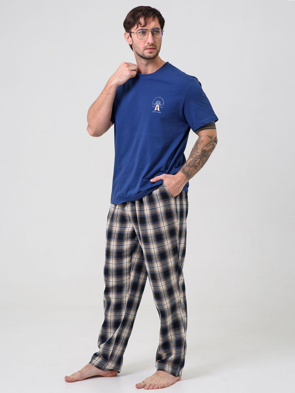 Пижама оптима Авангард хлопок с полиэстером синий фото 2
