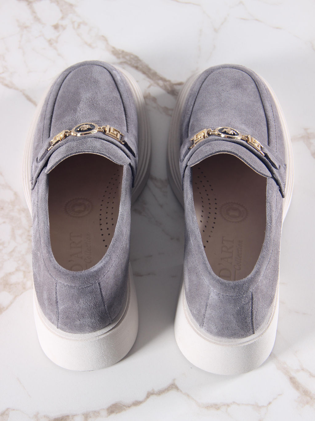 Лоферы туфли 173.1453be.Серый замок замша