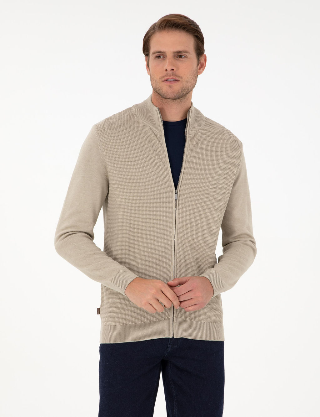 Kum Melanj Slim Fit Fermuarl_ Triko H_rka