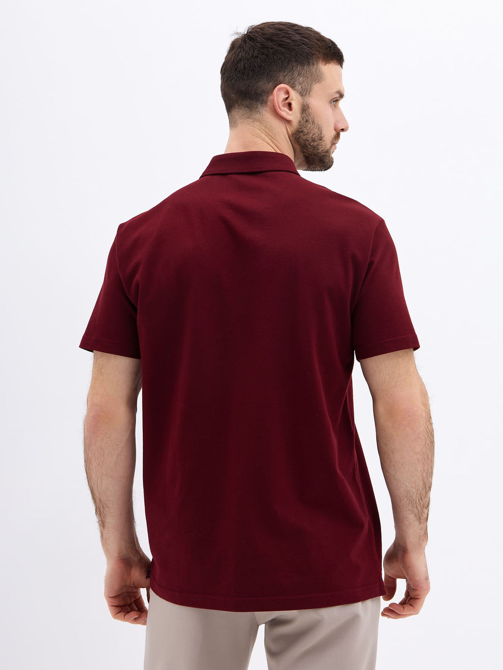 Джемпер мужской с воротником поло короткий рукав GREG G144-PO1246T-SAS2081(бордо)