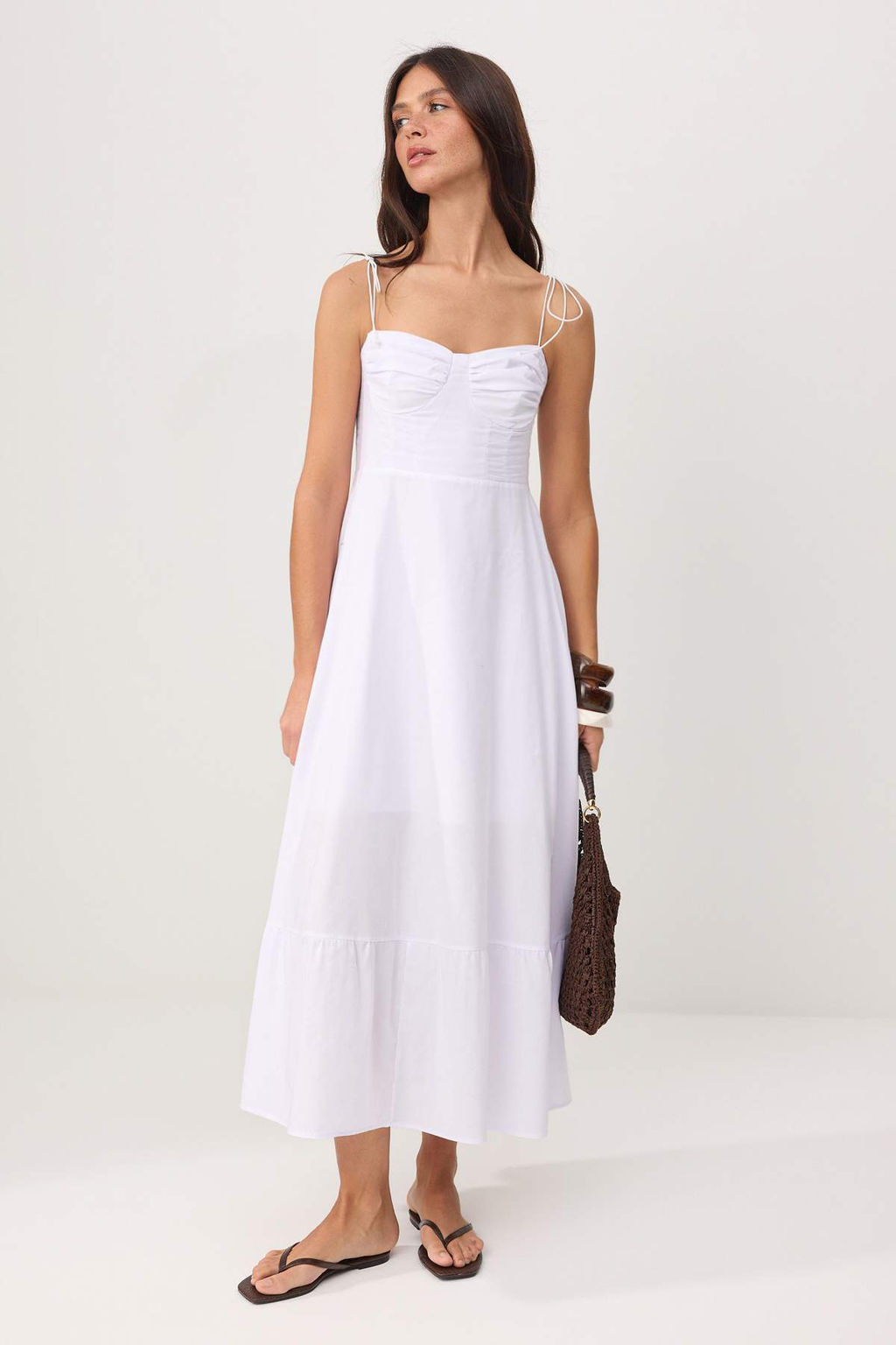 TRENDYOLMILLA Beyaz Drape Detayl? Dokuma Maxi Elbise TWOSS24EL01128  фото 33