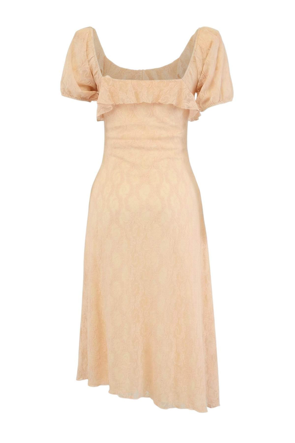 Limited Edition Pudra Bodycon Havuz Yaka Balon Kol K?sa Kollu Dantel Orme Elbise TWOSS26EL00409 - Trendyolmilla фото 2