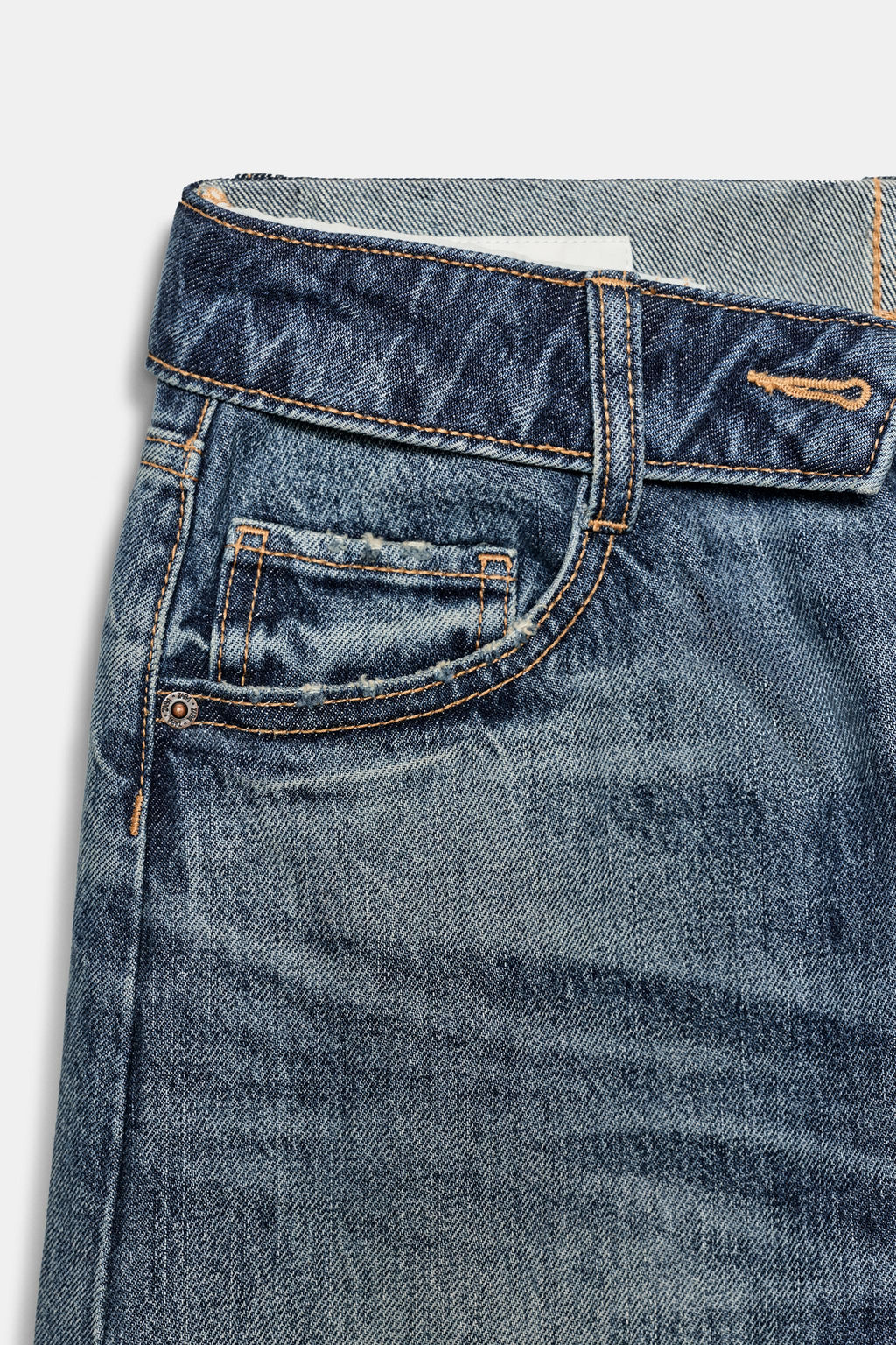 JEANS CINTURA DOBLADA TRF TIRO MEDIO / Marino - Zara фото 10