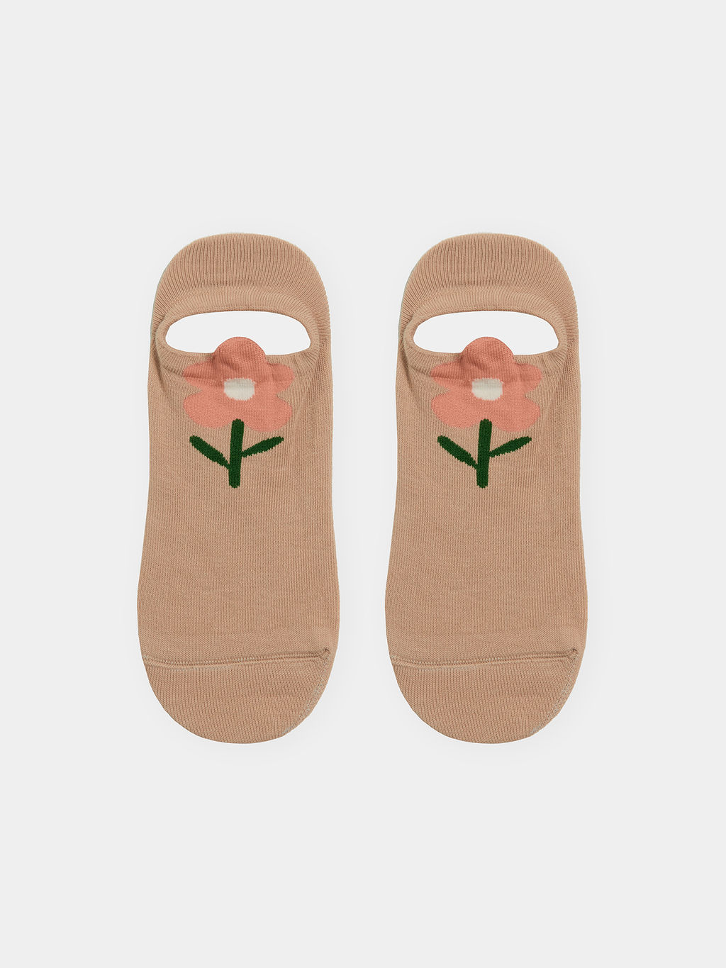 Цена за 5 пар! Носки женские коричневые с рисунком в виде цветов и 3-d рисунком на борту капучино 397K-2747