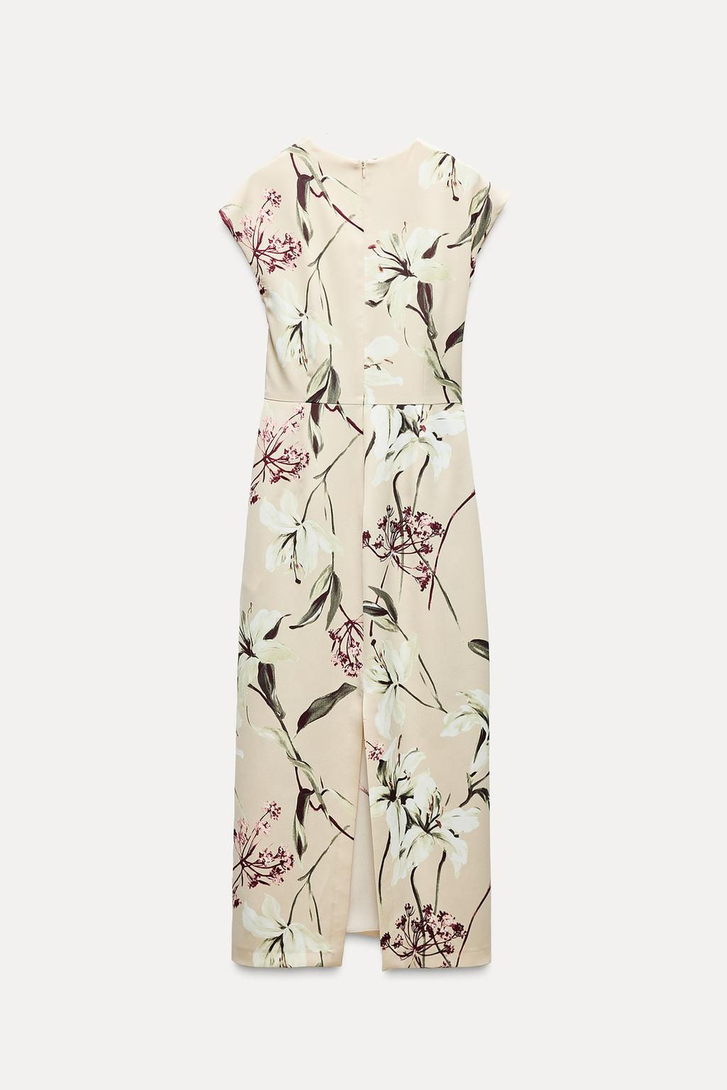 FLORAL PRINT SATIN MIDI DRESS - Zara фото 5