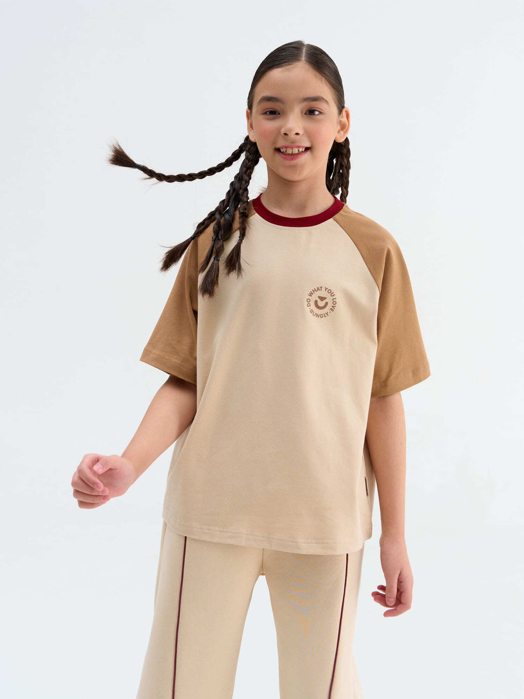 Футболка оверсайз Колор блок Крем-брюле 7+ - Bungly фото 2