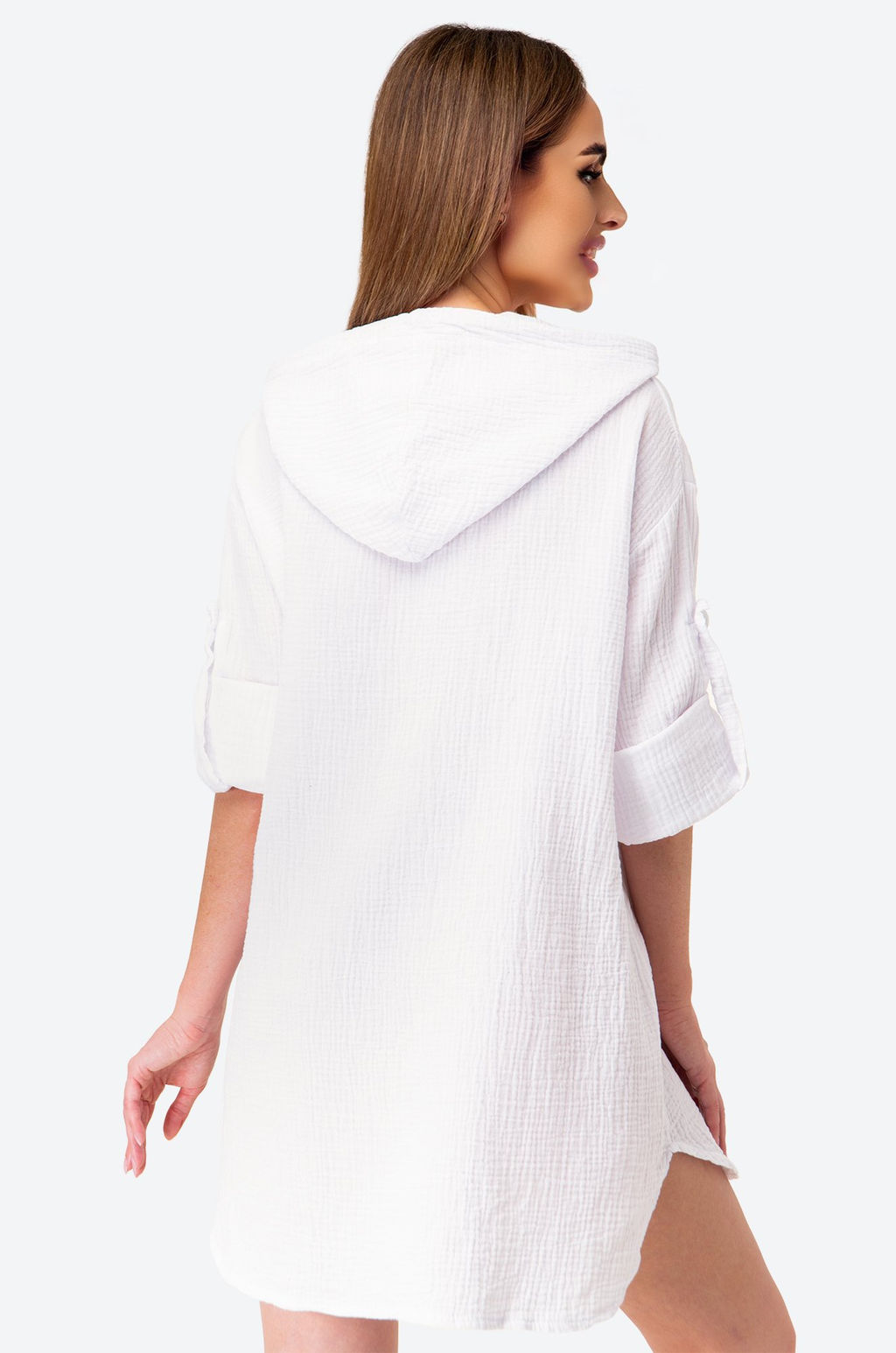 Женская хлопковая туника оверсайз из муслина Happy Fox  фото 5