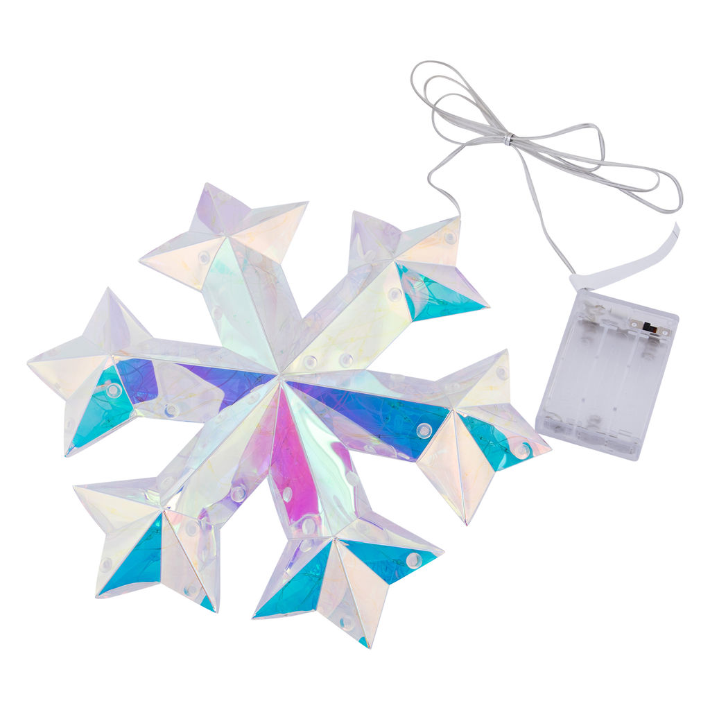 ULD-R512 3АА SNOWFLAKE Светильник декоративный Снежинка, на батарейках 3AA (не в/к). 100 светодиодов. Белый свет. Цвет корпуса радужный. TM Uniel - Volpe фото 3