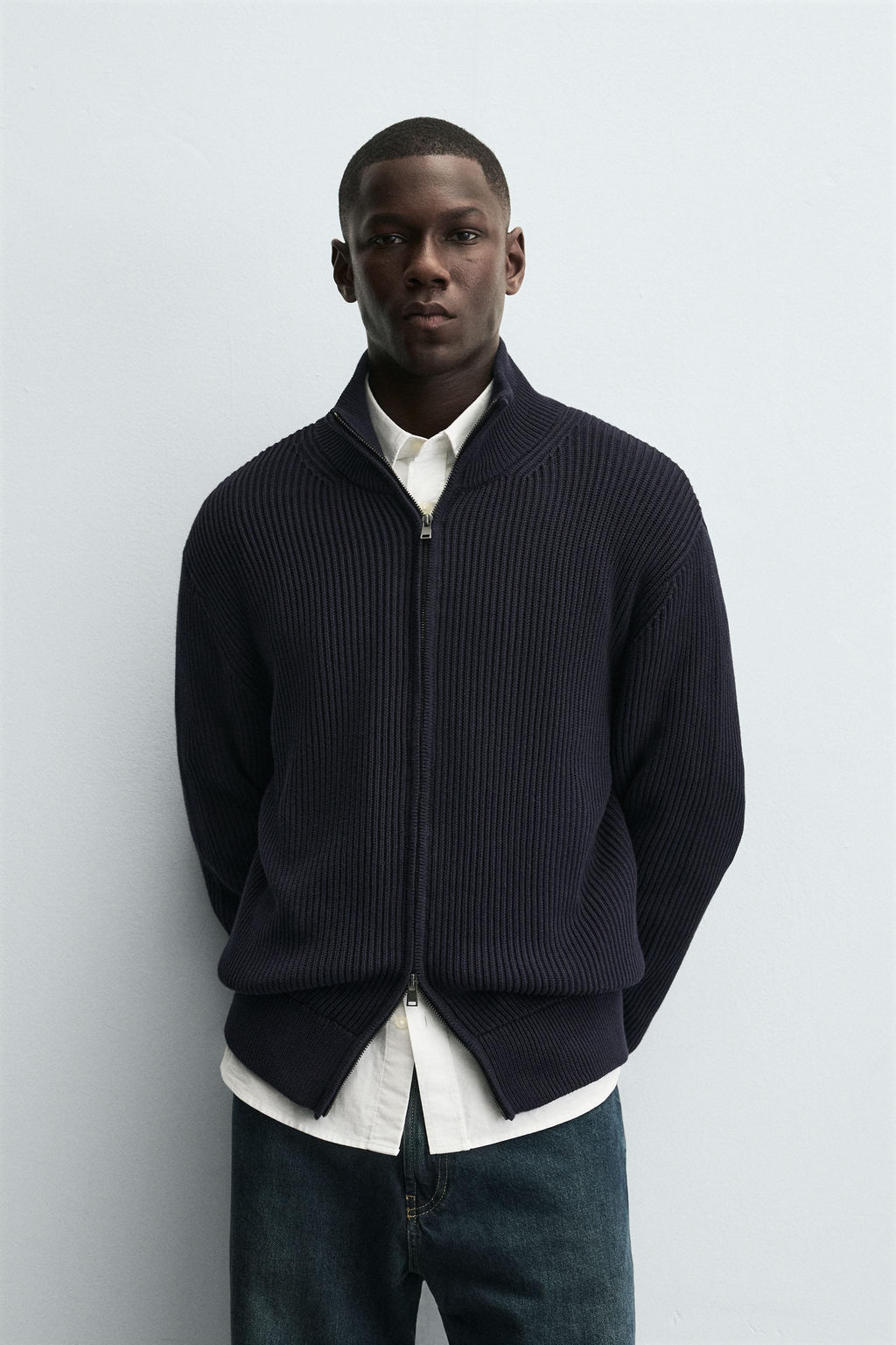 PURL KNIT CARDIGAN WITH ZIP