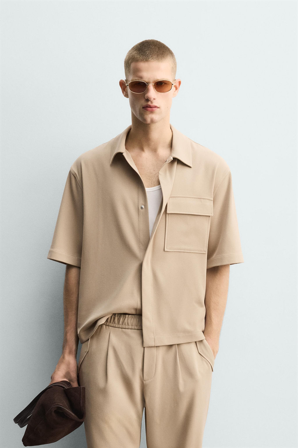 SOBRECAMISA RELAXED FIT BOLSILLO / Beige - Zara фото 2