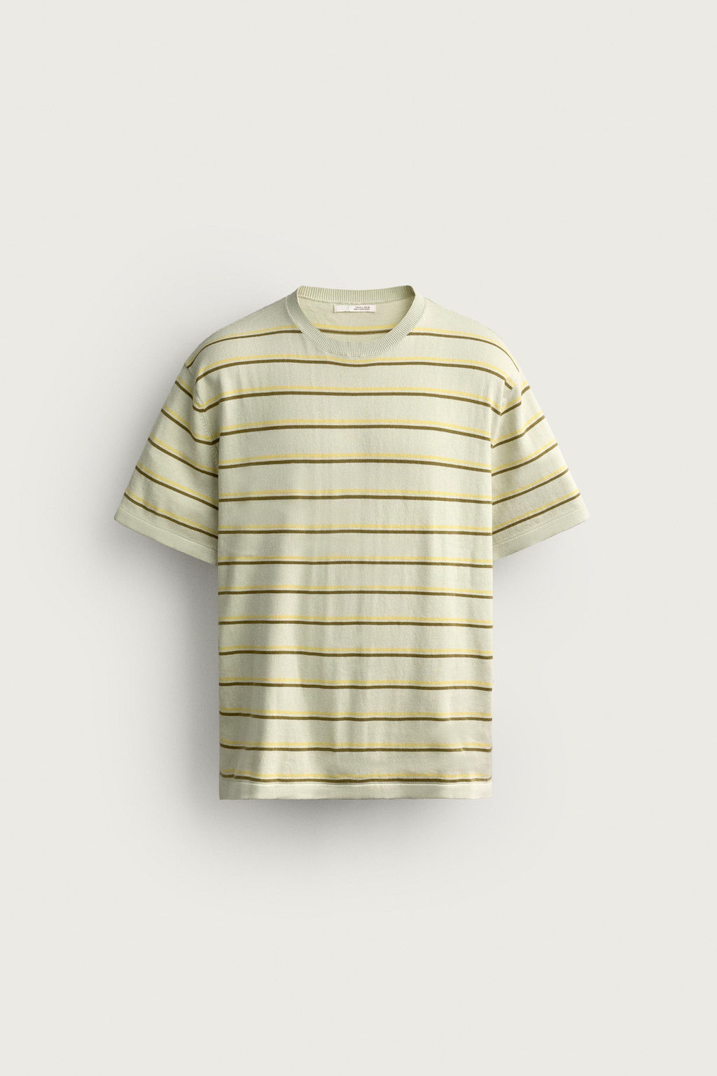 CAMISETA PUNTO REGULAR FIT RAYAS / Verde agua - Zara фото 7