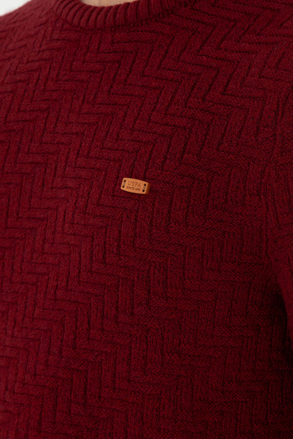Erkek Slim Fit Bisiklet Yaka Bordo Kazak - U.s. polo assn фото 7