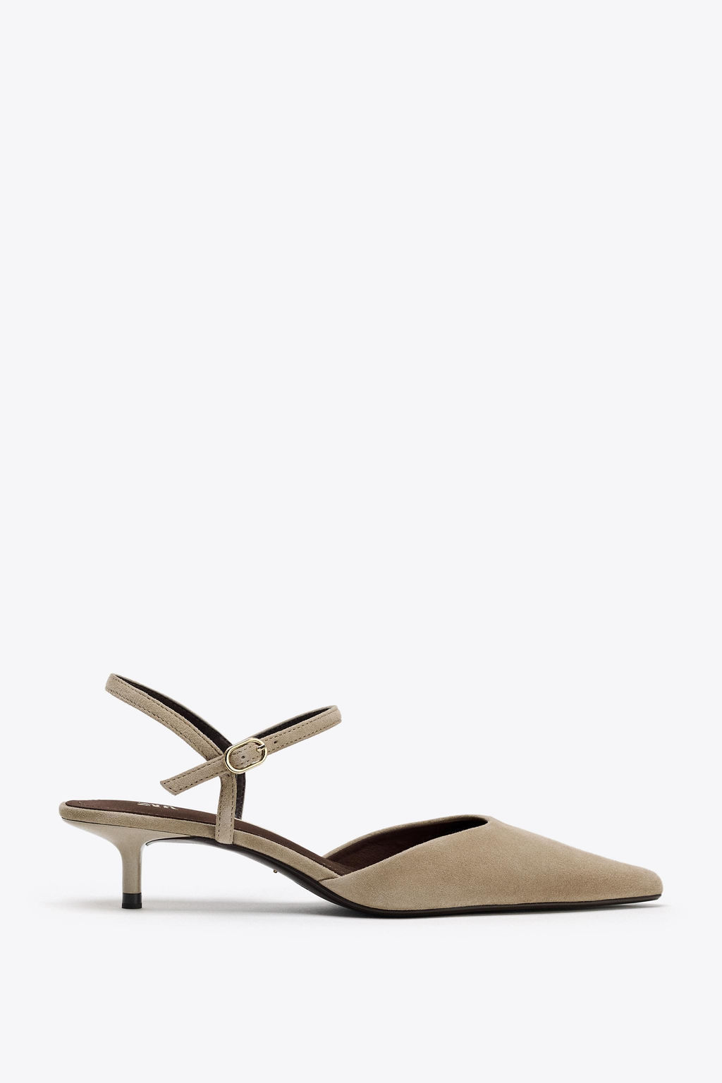 SUEDE KITTEN-HEEL SLINGBACKS - Zara фото 7