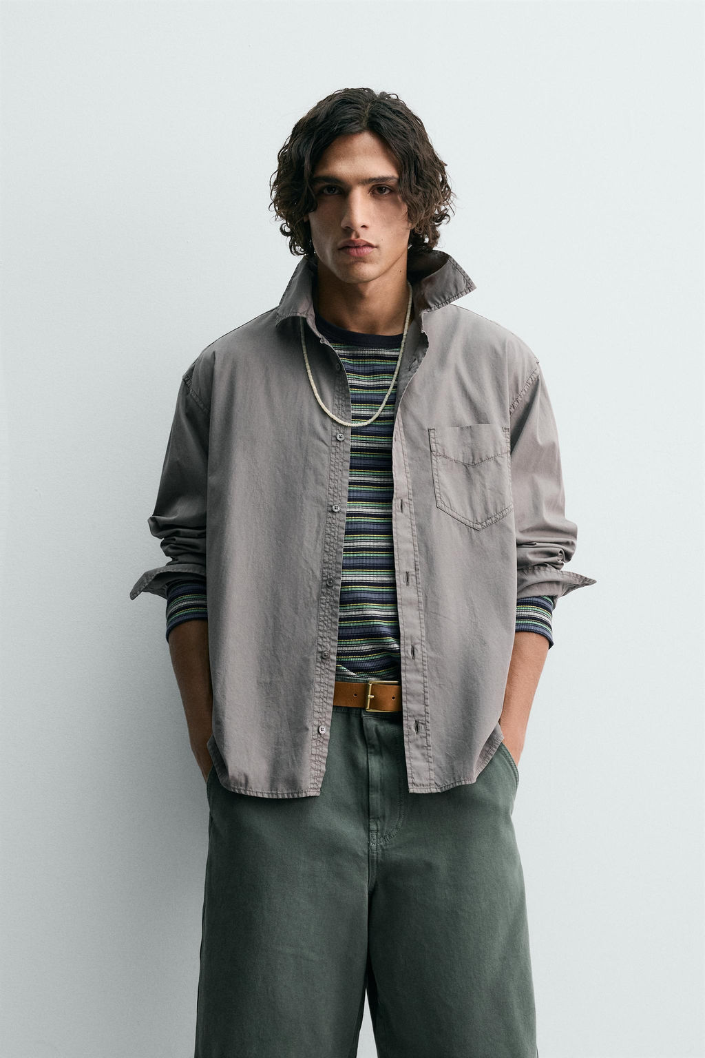 Рубашка RELAXED FIT ALGODON серая