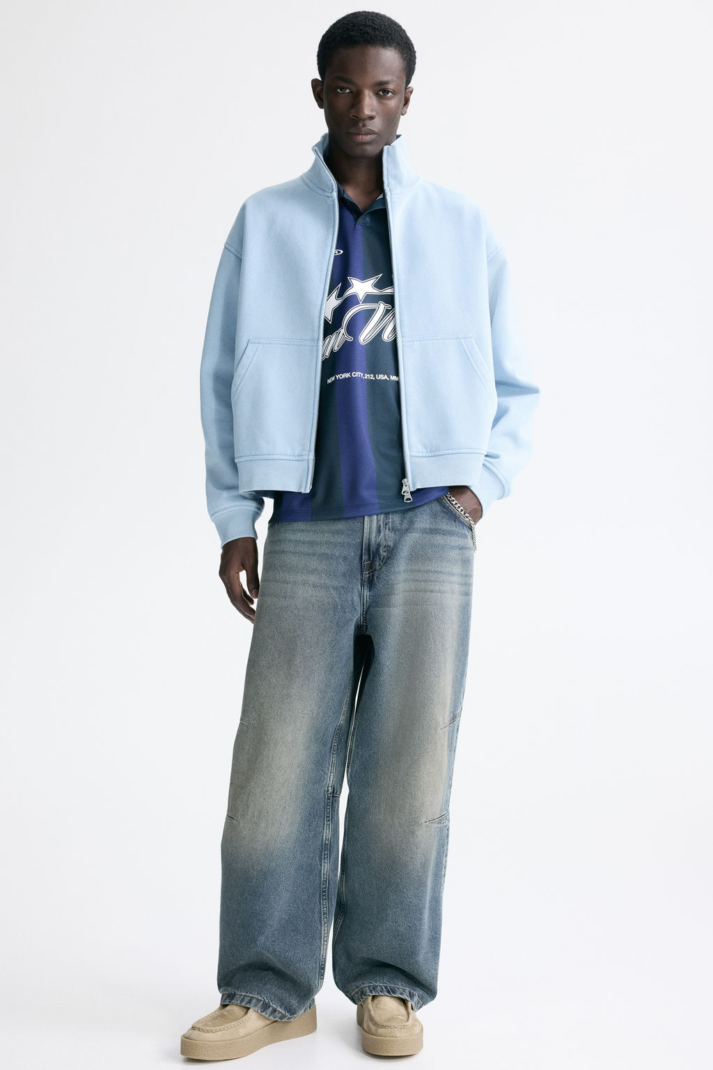 Chaqueta sudadera boxy con cremallera Loose Fit - H&m фото 4
